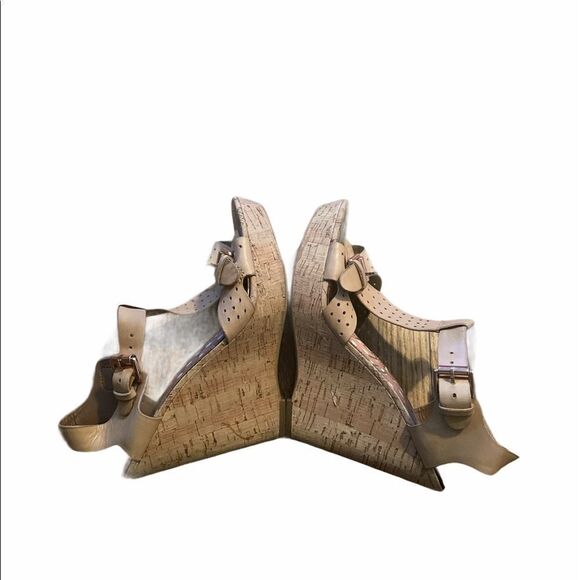 Sam Edelman Tan Leather wedged Heels Size 8.5M - Picture 4 of 5